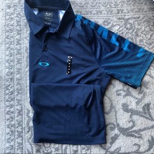 NWT OAKLEY GRAPHIC LOGO POLO FOGGY BLUE SZ M